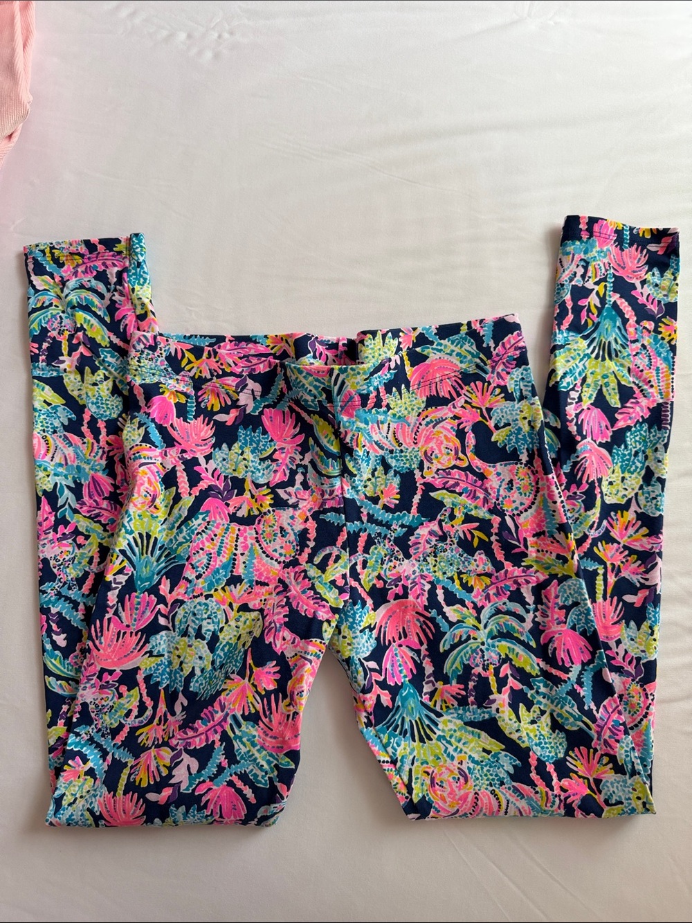Girls' Navy Floral Print Leggings - Bright Multicolor